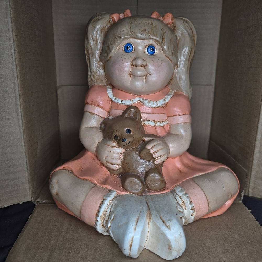 Vintage 1984 Hand-Painted Ceramic Cabbage Patch Kid-Doll figurine,decor,statue